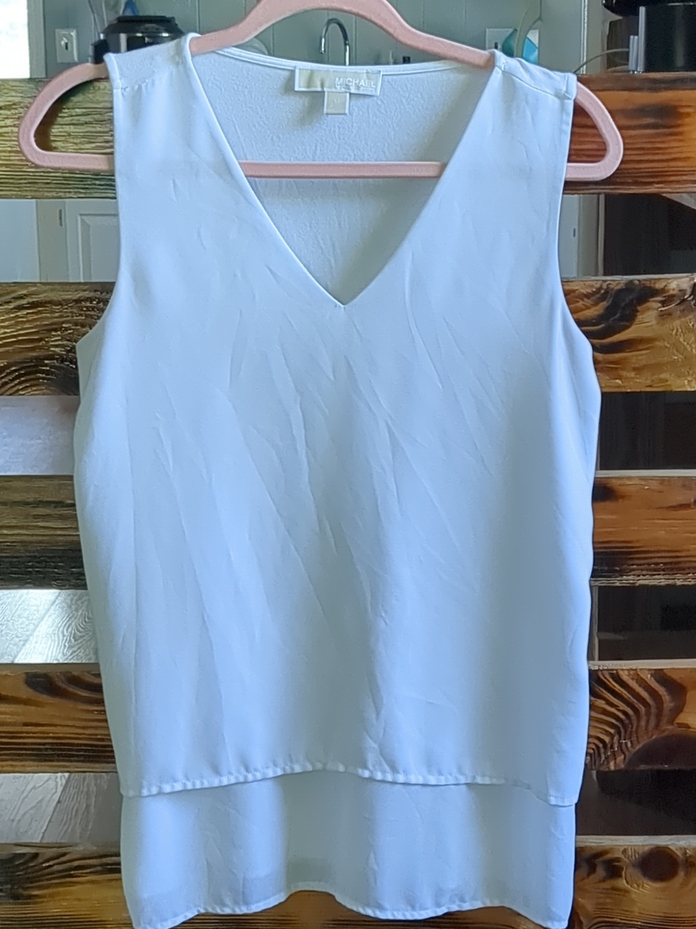 Michael Kors White V-Neck Layered Sleeveless Camisole
